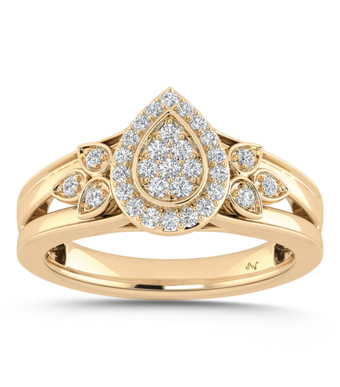 LADIES RING 0.33CT ROUND DIAMOND 10K YELLOW GOLD