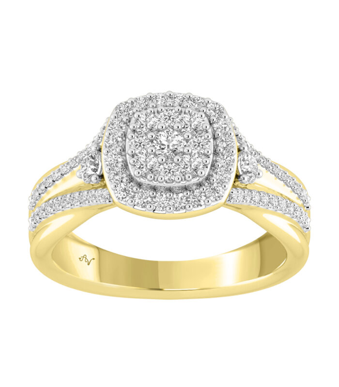 LADIES RING 0.50CT ROUND DIAMOND 10K YELLOW GOLD