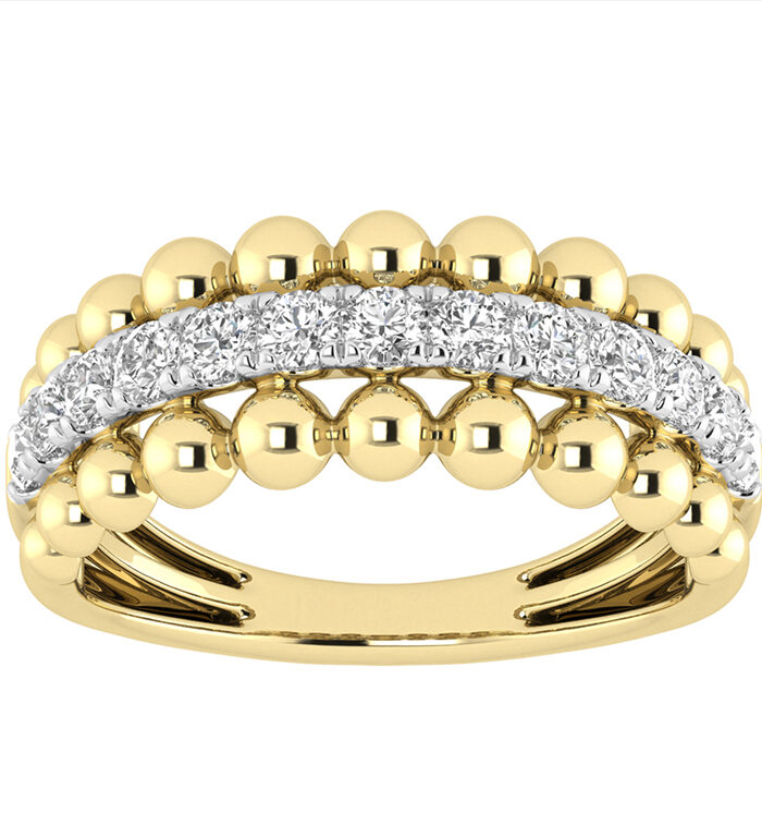 Ladies Fashion Ring 0.50Ct Round Diamond 10K Yellow Gold