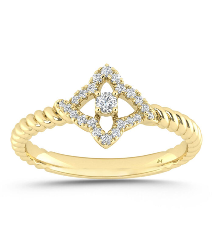 LADIES RING 0.15CT ROUND DIAMOND 10K YELLOW GOLD