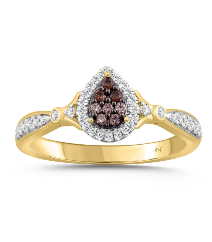 LADIES RING 0.25CT ROUND/DARK BROWN DIAMOND 10K YELLOW GOLD