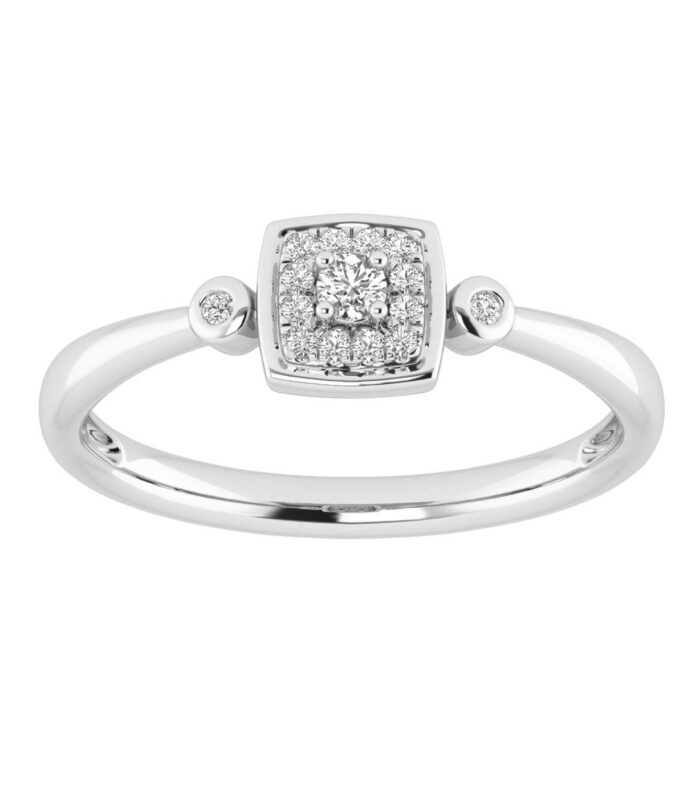 Ladies 0.10Ct Round Diamond Sterling Silver White Cluster Ring – Fashion Or Engagement Jewelry Gift