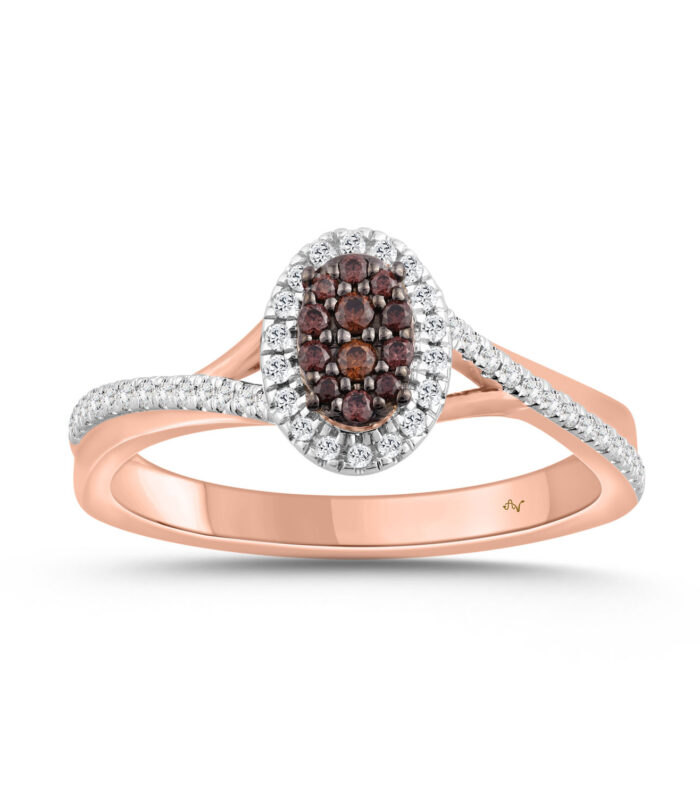 LADIES RING 0.25CT ROUND/DARK BROWN DIAMOND 10K ROSE GOLD