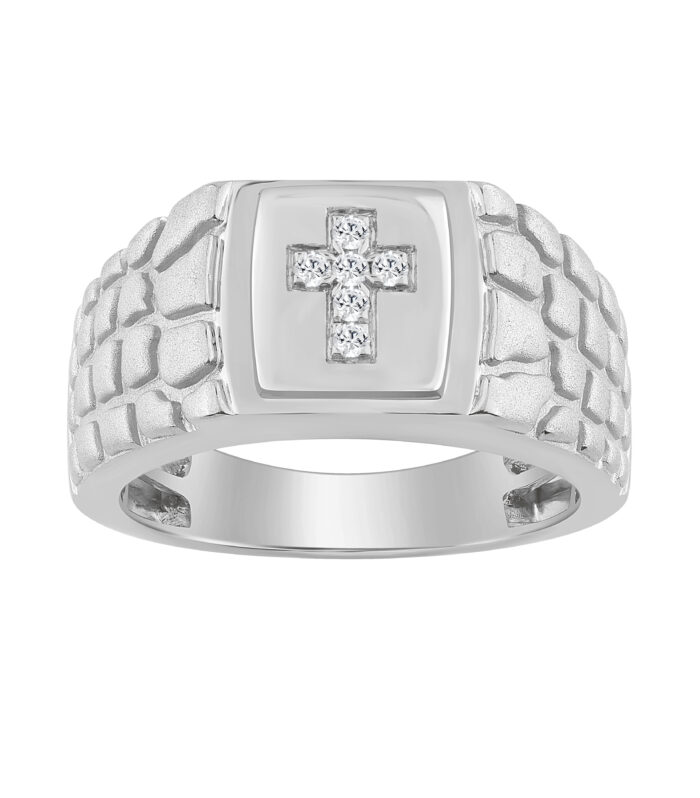 “Elegant Men’S Fashion Ring 0.10Ct Round Diamond Sterling Silver White Luxury Statement Jewelry For Men