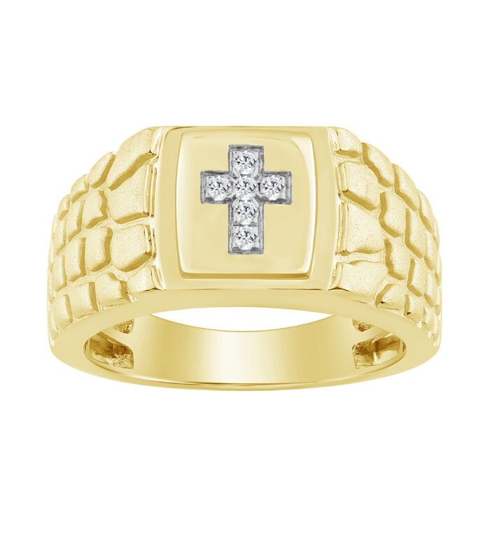 “Elegant Men’S Fashion Ring 0.10Ct Round Diamond Yellow Gold Luxury Statement Jewelry For Men