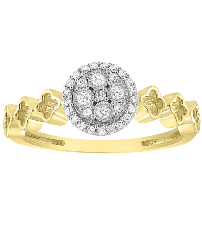 LADIES RING 0.13CT ROUND DIAMOND 10K YELLOW GOLD