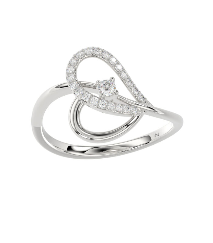 Ladies Elysian Heart Ring 0.15Ct Round Diamond Sterling Silver White – Romantic Fine Jewelry For Women