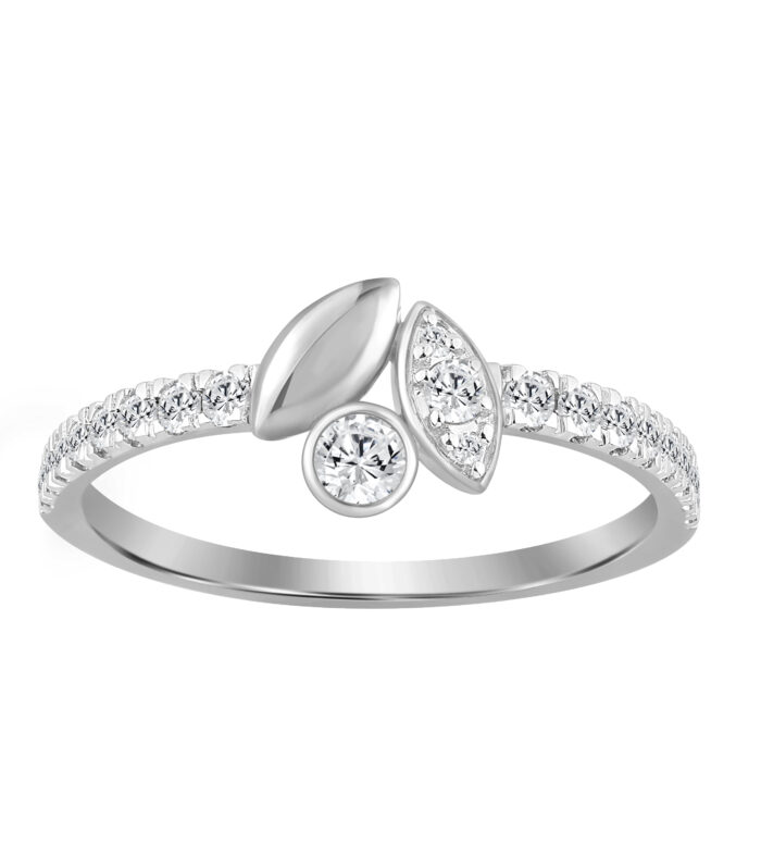 Elegance Ladies Round Diamond Cluster Fashion Ring In 10K White Gold – Marquise Design