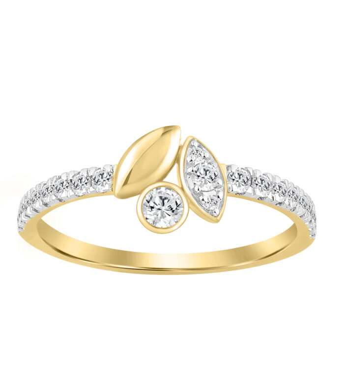 Elegance Ladies Round Diamond Cluster Fashion Ring In 10K Yellow Gold – Marquise Design