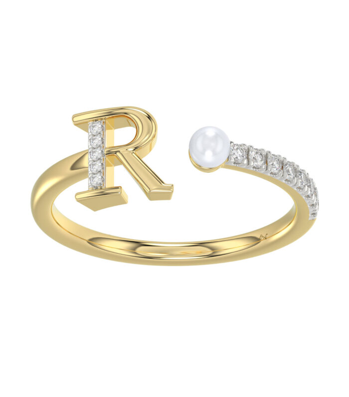 LADIES RING 0.10CT ROUND/PEARL DIAMOND 10K YELLOW GOLD