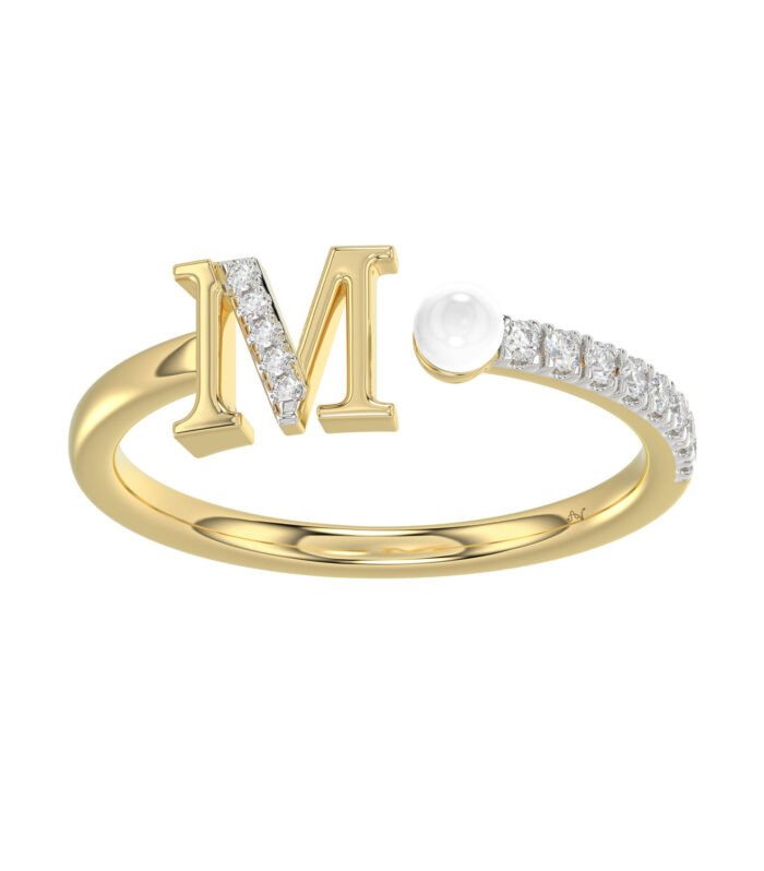 LADIES RING 0.10CT ROUND/PEARL DIAMOND 10K YELLOW GOLD