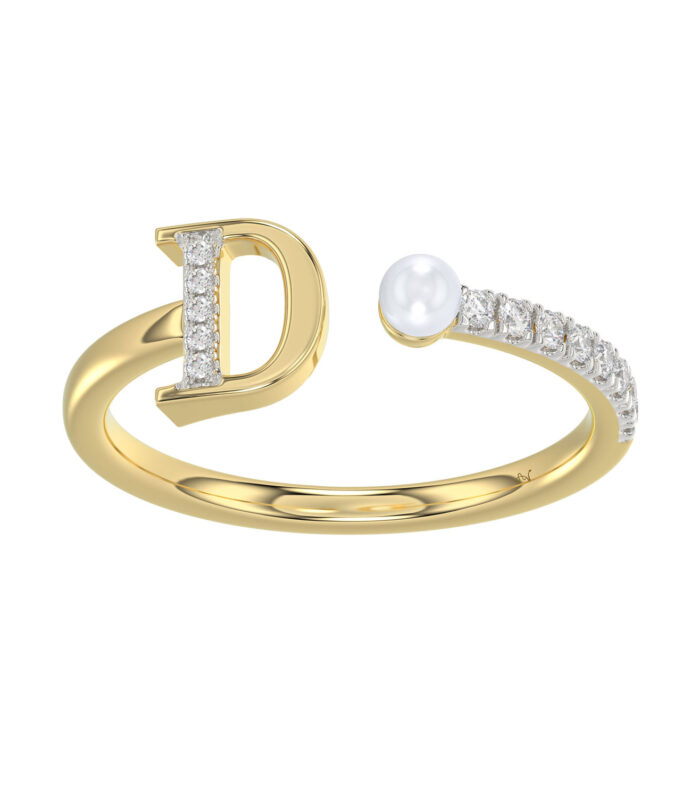 LADIES RING 0.10CT ROUND/PEARL DIAMOND 10K YELLOW GOLD