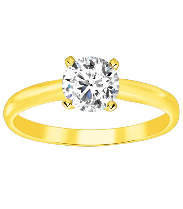 LADIES SOLITAIRE RING 0.33CT ROUND DIAMOND 14K YELLOW GOLD