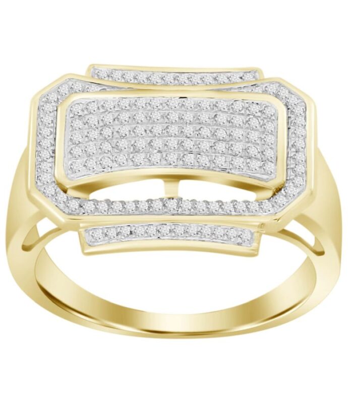 MEN'S RING 0.50CT ROUND DIAMOND 10K YELLOW GOLD