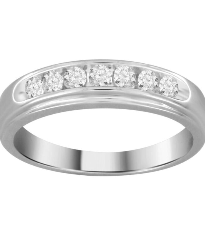 MEN'S BAND 0.33CT ROUND DIAMOND 10K WHITE GOLD