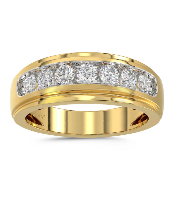 MEN'S BAND 1.00CT ROUND DIAMOND 10K YELLOW GOLD