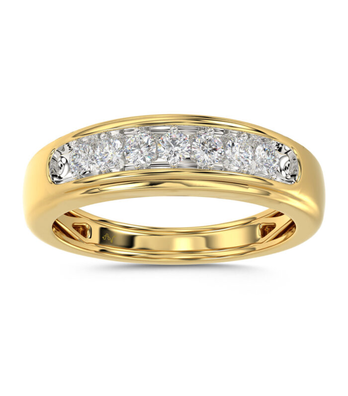 MEN'S BAND 0.50CT ROUND DIAMOND 10K YELLOW GOLD