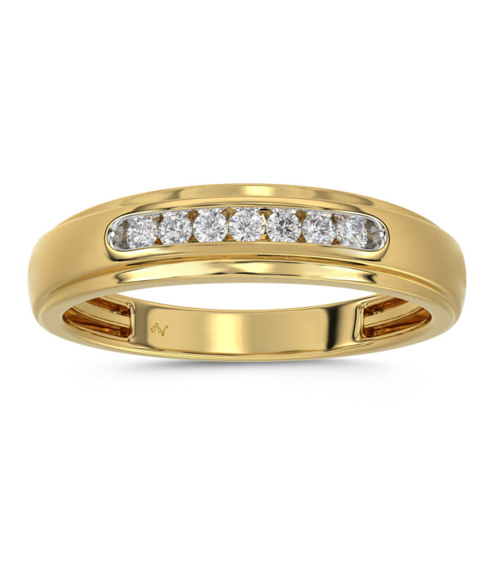 MEN'S BAND 0.25CT ROUND DIAMOND 10K YELLOW GOLD