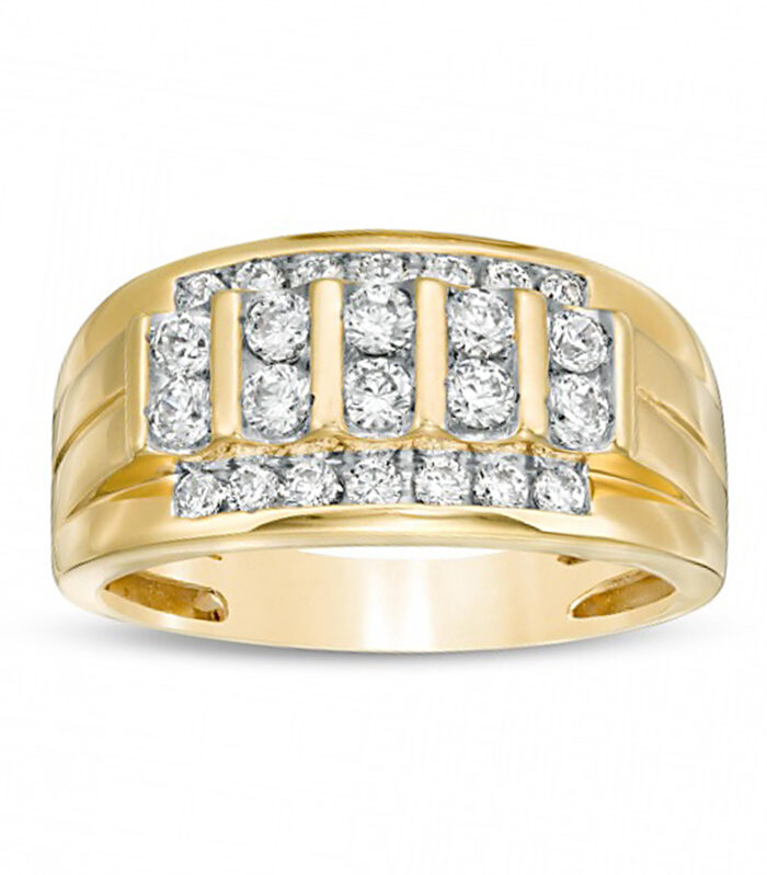 MEN'S BAND 1.00CT ROUND DIAMOND 10K YELLOW GOLD