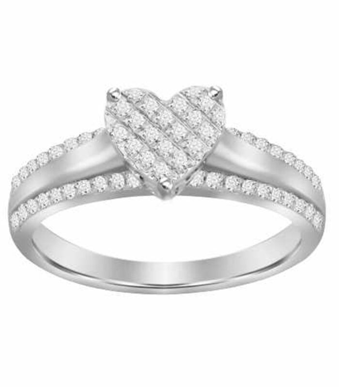 LADIES RING 0.20CT ROUND DIAMOND 10K WHITE GOLD