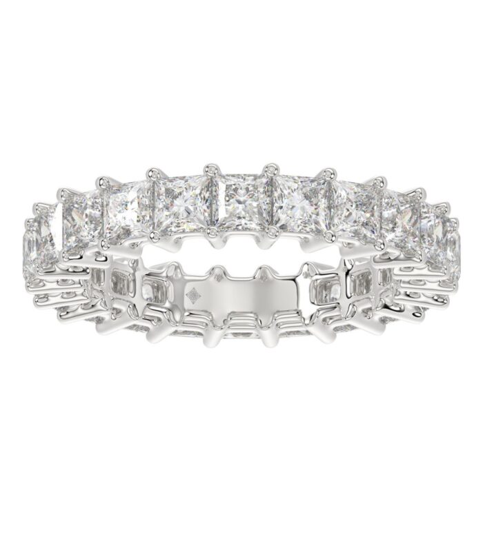 LADIES BAND 3 1/4CT PRINCESS DIAMOND 14K WHITE GOLD