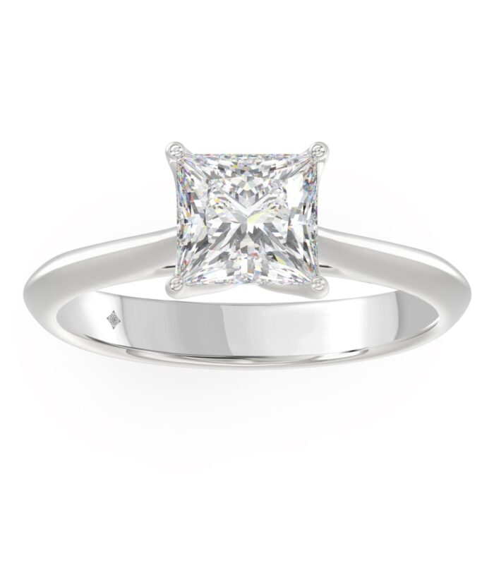 LADIES SOLITAIRE RING 1 1/2CT PRINCESS DIAMOND 14K WHITE GOLD