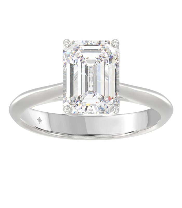 LADIES SOLITAIRE RING 3CT EMERALD DIAMOND 14K WHITE GOLD (CENTER STONE EMERALD DIAMOND 3CT )