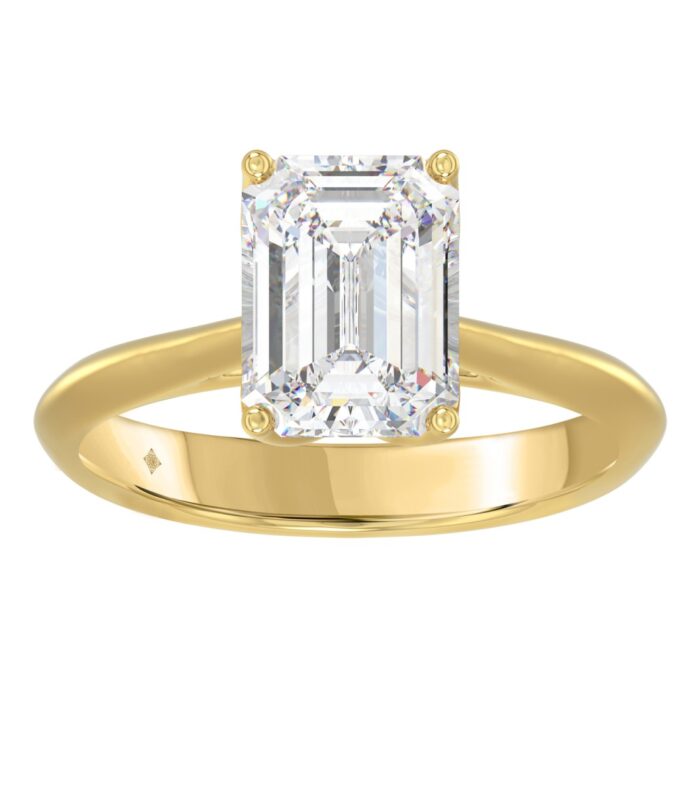 LADIES SOLITAIRE RING 3CT EMERALD DIAMOND 14K YELLOW GOLD (CENTER STONE EMERALD DIAMOND 3CT )