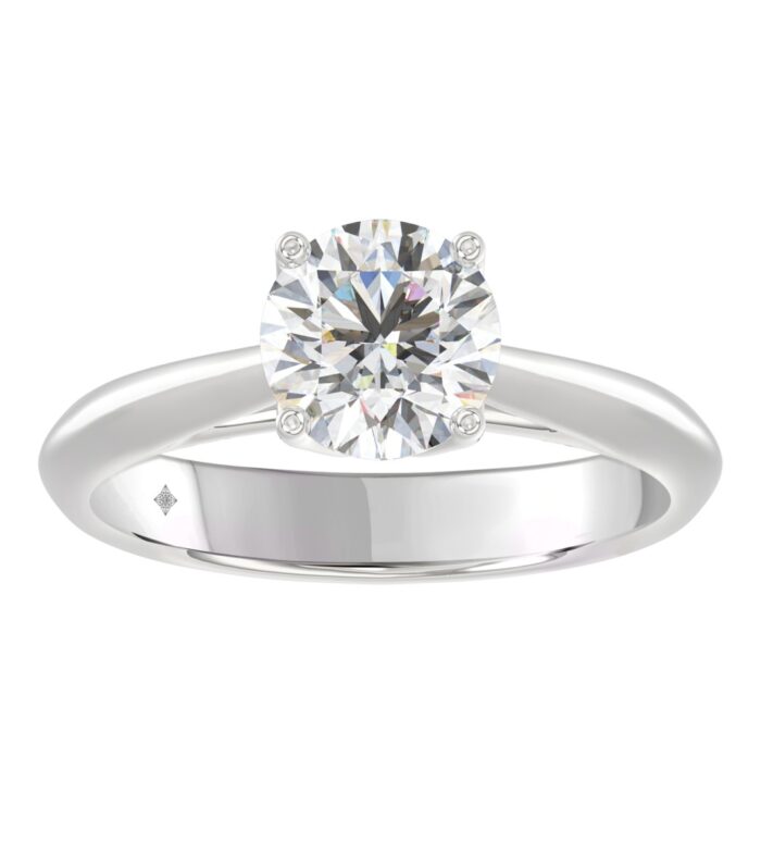 LADIES SOLITAIRE RING 1 1/2CT ROUND DIAMOND 14K WHITE GOLD