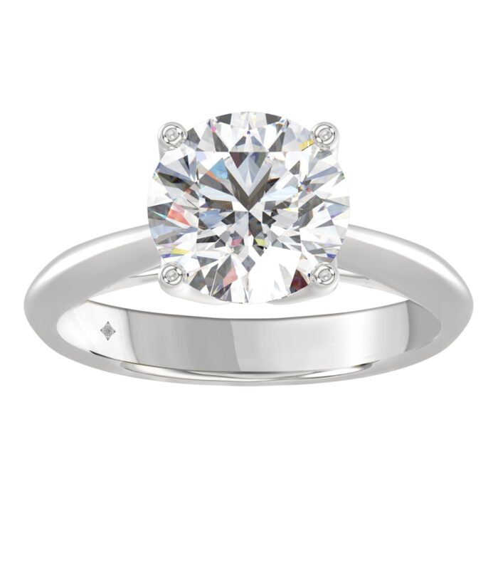 LADIES SOLITAIRE RING 3CT ROUND DIAMOND 14K WHITE GOLD
