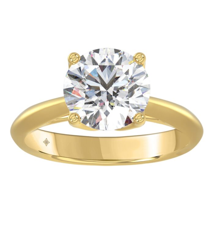 LADIES SOLITAIRE RING 3CT ROUND DIAMOND 14K YELLOW GOLD