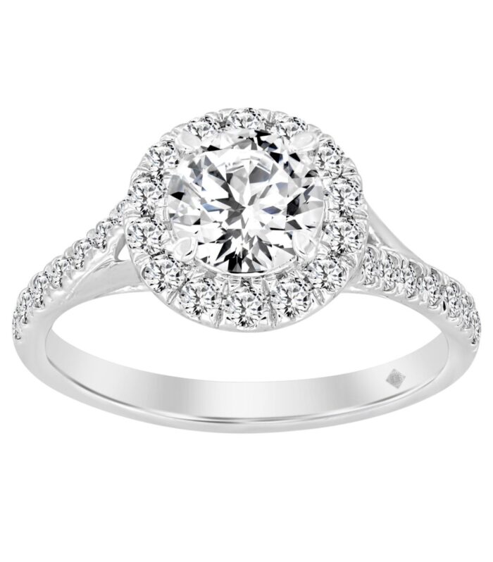 LADIES RING 1 1/2CT ROUND DIAMOND 14K WHITE GOLD (CENTER STONE ROUND DIAMOND 1CT)