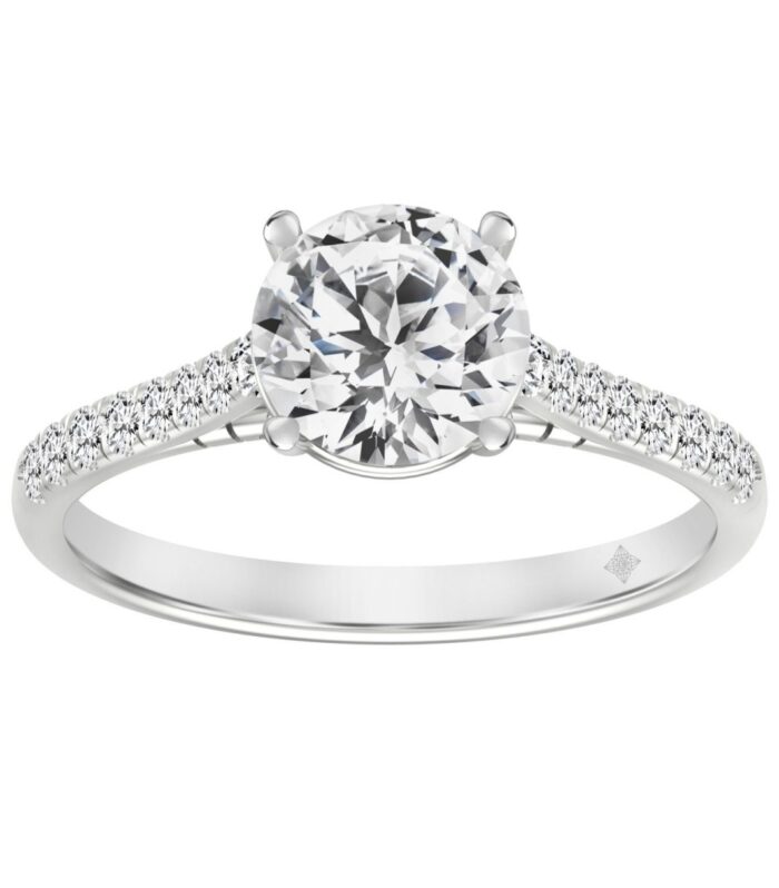 LADIES RING 1 3/4CT ROUND DIAMOND 14K WHITE GOLD (CENTER STONE ROUND DIAMOND 1 1/2CT )