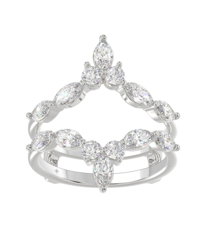 LADIES ENHANCERS RING 1 1/4CT ROUND/MARQUISE DIAMOND 14K WHITE GOLD