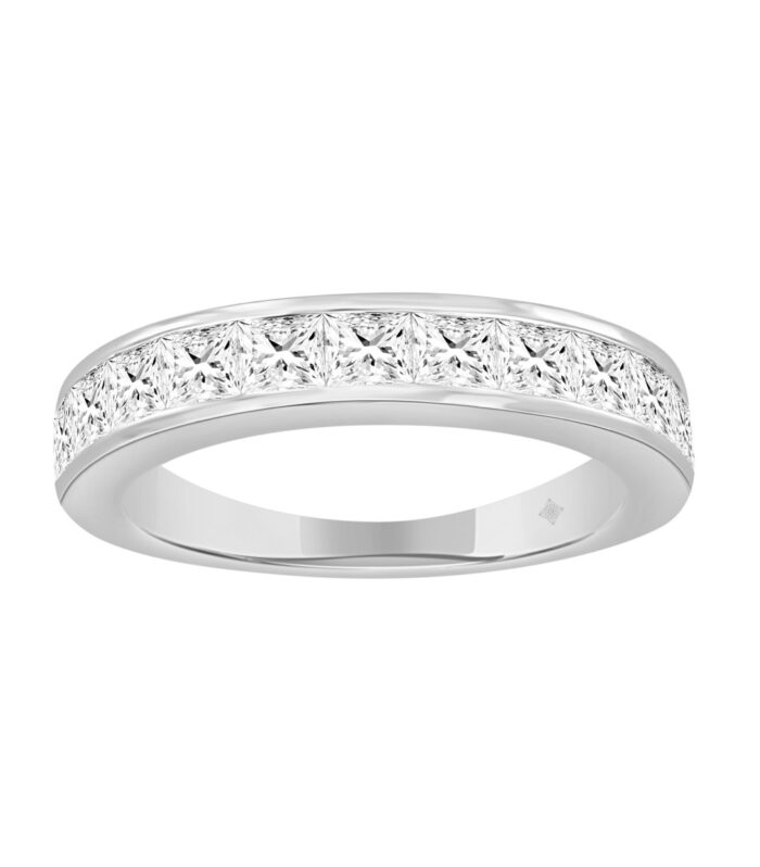 14K WHITE GOLD 1 1/2CT PRINCESS DIAMOND LADIES BAND