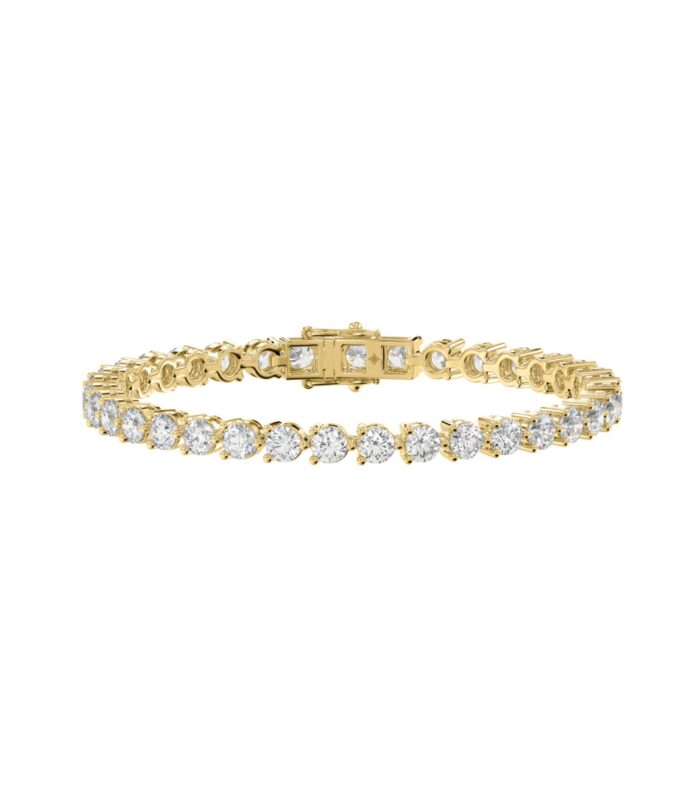 LADIES BRACELET 3CT ROUND DIAMOND 14K YELLOW GOLD