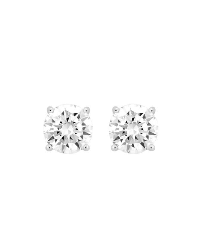 LADIES SOLITAIRE EARRINGS  4CT ROUND DIAMOND 14K WHITE GOLD (CENTER STONE  ROUND DIAMOND 2.00CT)