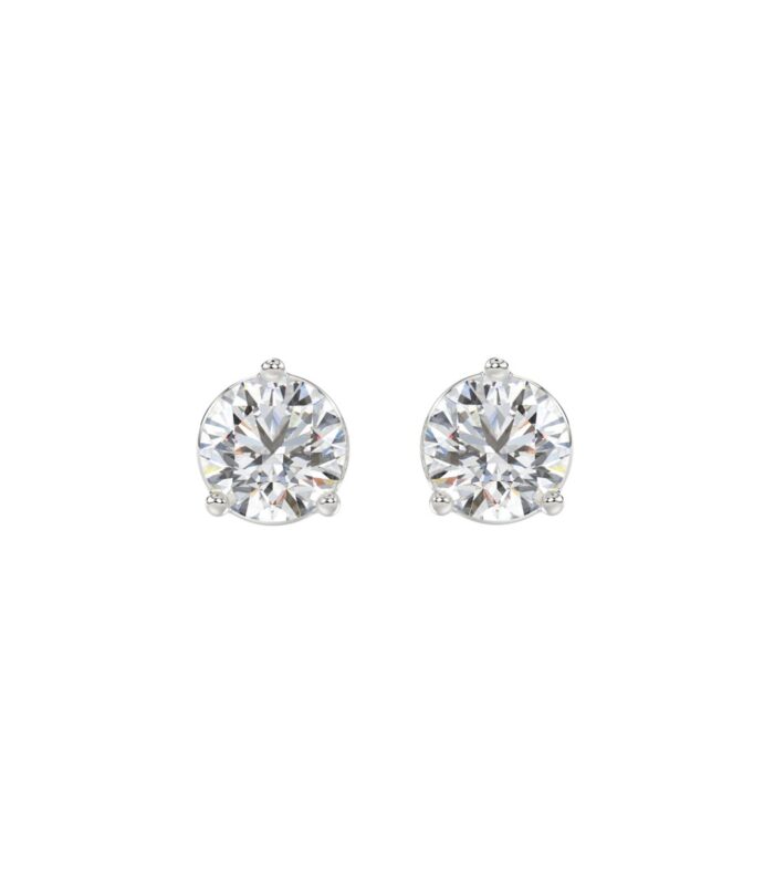 14K WHITE GOLD 2CT ROUND DIAMOND LADIES SOLITAIRE EARRINGS