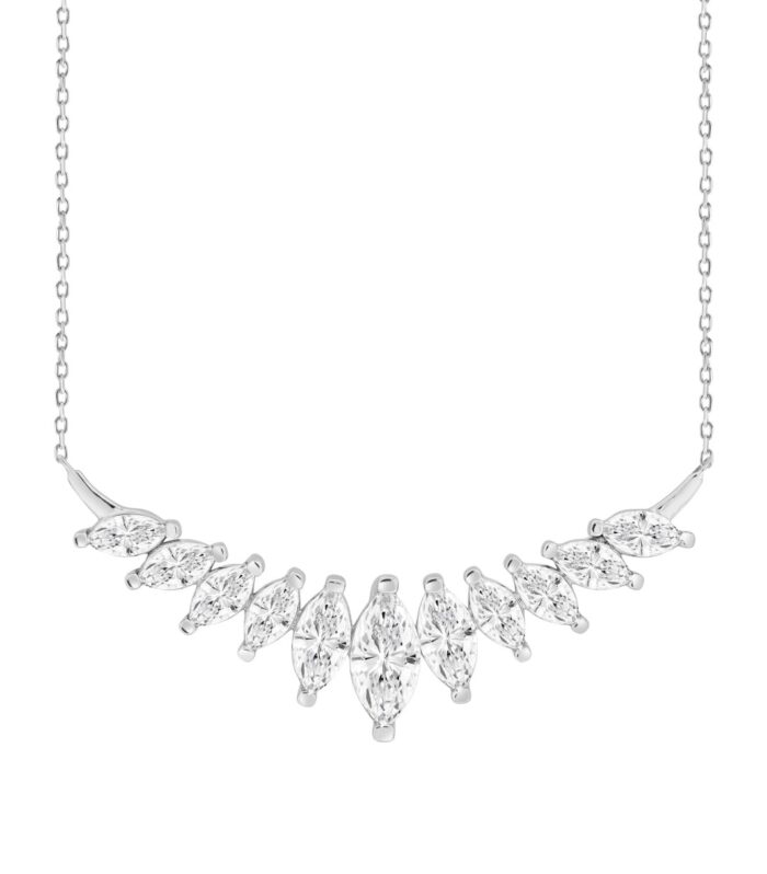 LADIES NECKLACE 4CT MARQUISE DIAMOND 14K WHITE GOLD