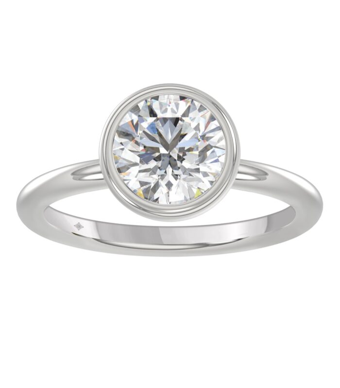 LADIES SOLITAIRE RING 2CT ROUND DIAMOND 14K WHITE GOLD (CENTER STONE ROUND DIAMOND 2CT )