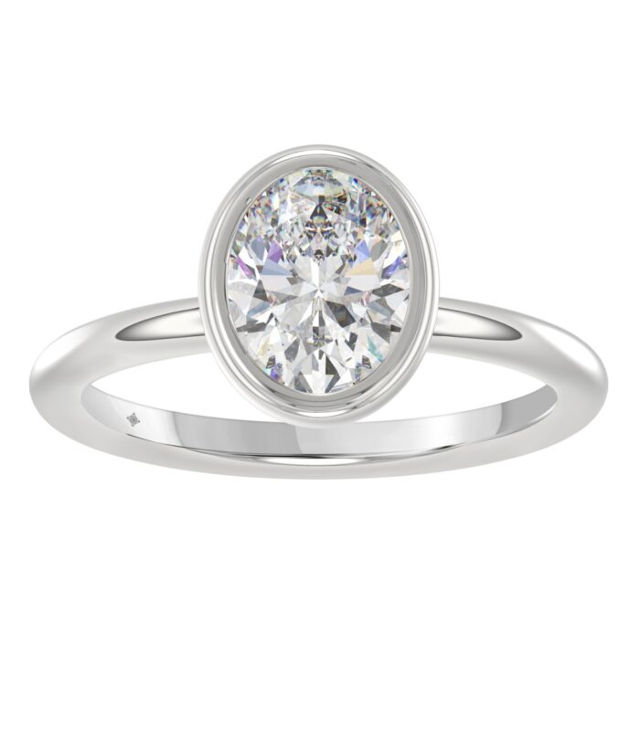 LADIES SOLITAIRE RING 2CT OVAL DIAMOND 14K WHITE GOLD (CENTER STONE OVAL DIAMOND 2CT )