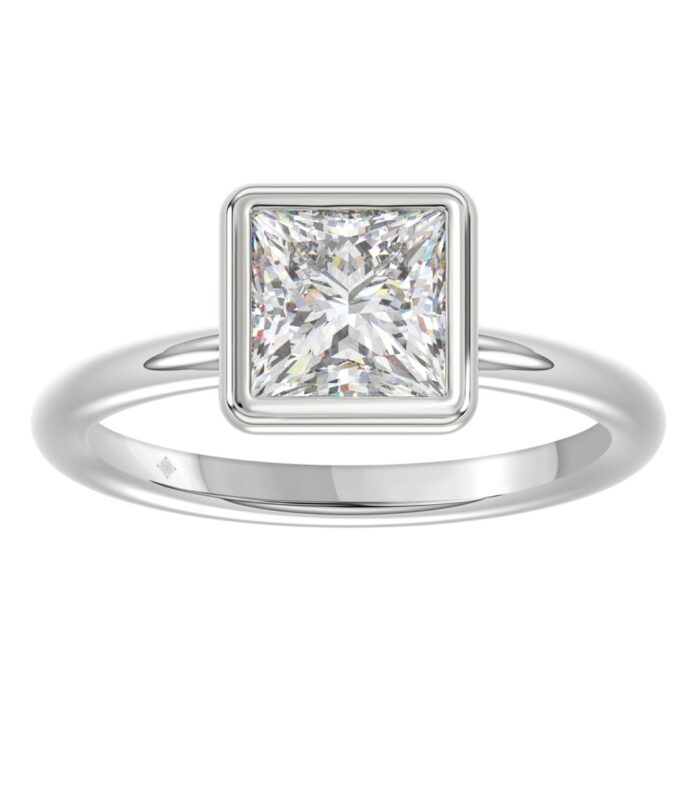 LADIES SOLITAIRE RING 2CT PRINCESS DIAMOND 14K WHITE GOLD (CENTER STONE PRINCESS DIAMOND 2CT )