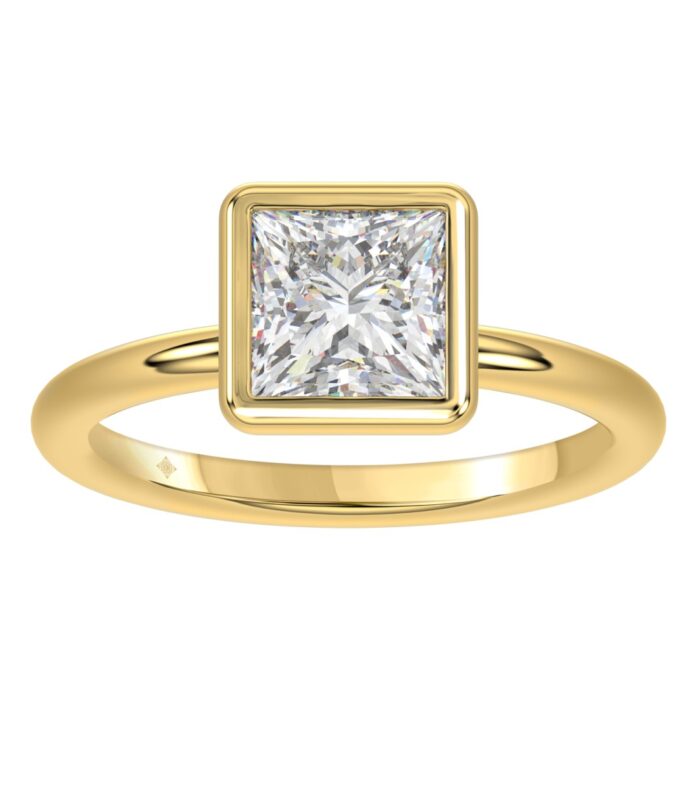 LADIES SOLITAIRE RING 2CT PRINCESS DIAMOND 14K YELLOW GOLD (CENTER STONE PRINCESS DIAMOND 2CT )