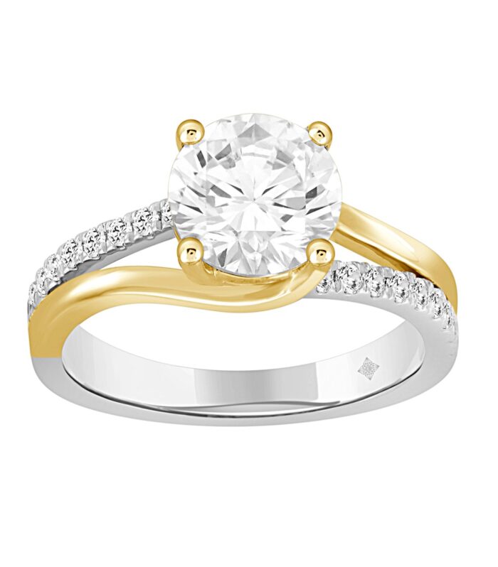LADIES RING 2 1/4CT ROUND DIAMOND 14K WHITE/YELLOW GOLD (CENTER STONE ROUND DIAMOND 2CT )