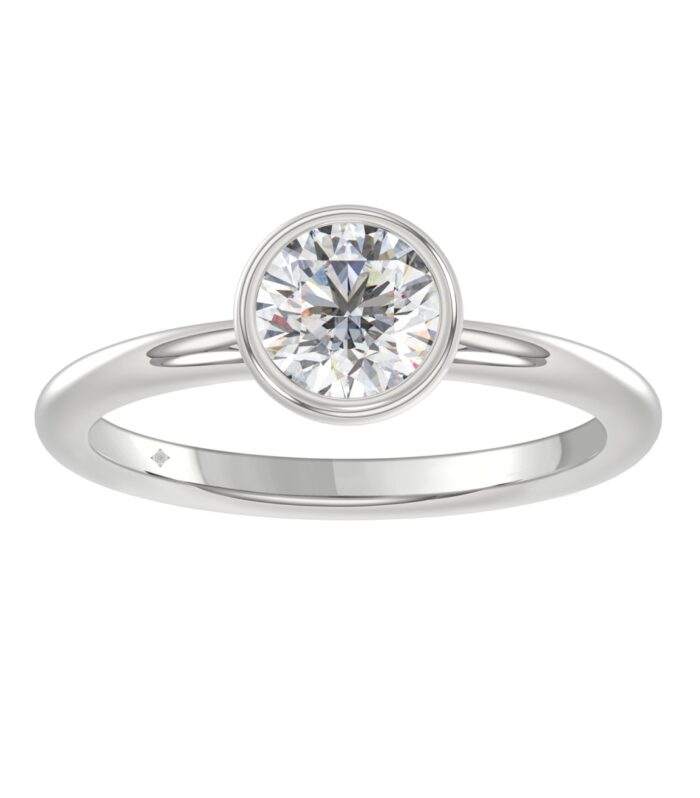 LADIES SOLITAIRE RING 1CT ROUND DIAMOND 14K WHITE GOLD (CENTER STONE ROUND DIAMOND 1CT )