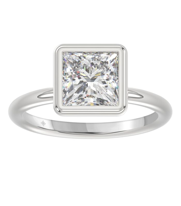 LADIES SOLITAIRE RING 3CT PRINCESS DIAMOND 14K WHITE GOLD (CENTER STONE PRINCESS DIAMOND 3CT )