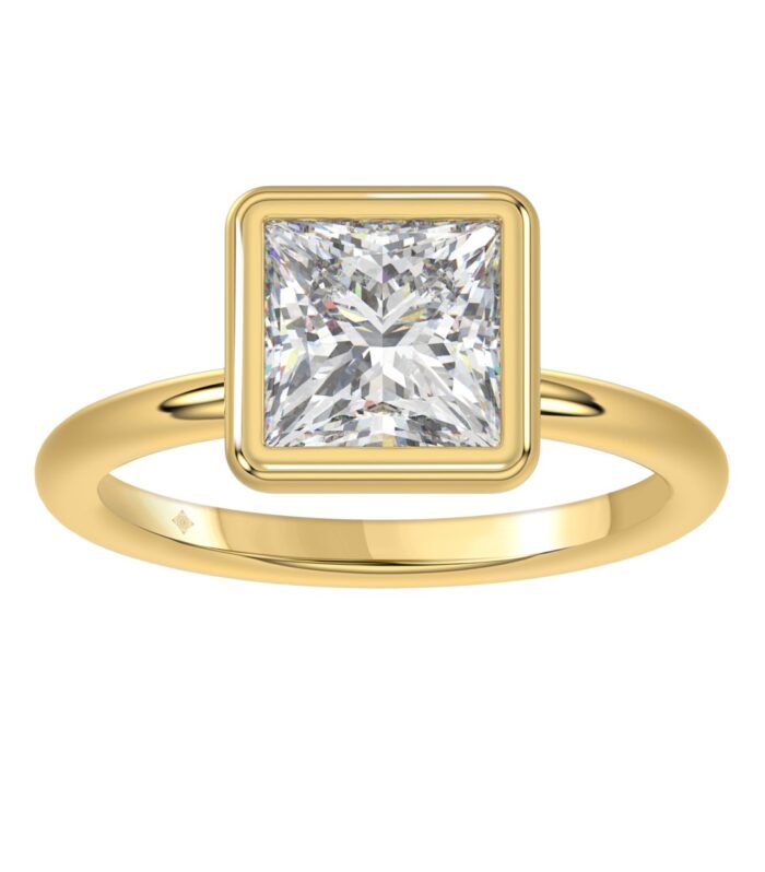 LADIES SOLITAIRE RING 3CT PRINCESS DIAMOND 14K YELLOW GOLD (CENTER STONE PRINCESS DIAMOND 3CT )