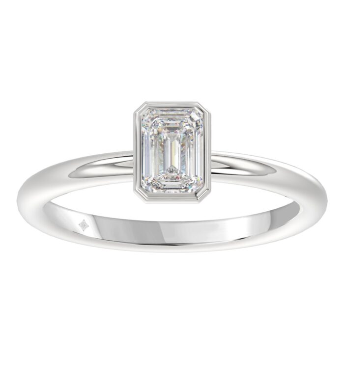 LADIES SOLITAIRE RING 1CT EMERALD DIAMOND 14K WHITE GOLD (CENTER STONE EMERALD DIAMOND 1CT )