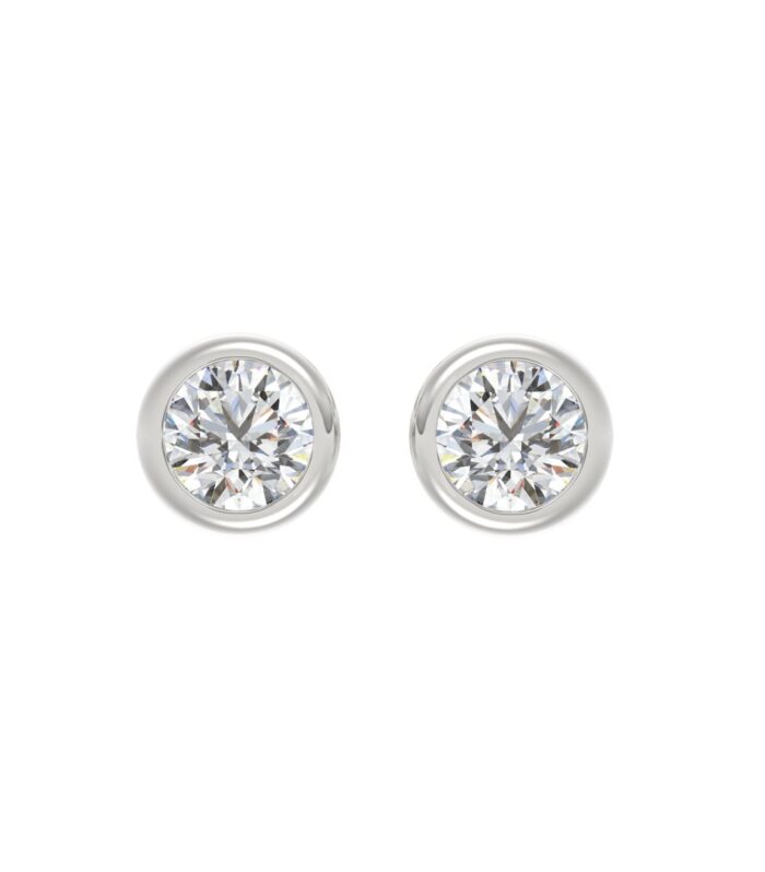 LADIES SOLITAIRE EARRINGS 3CT ROUND DIAMOND 14K WHITE GOLD