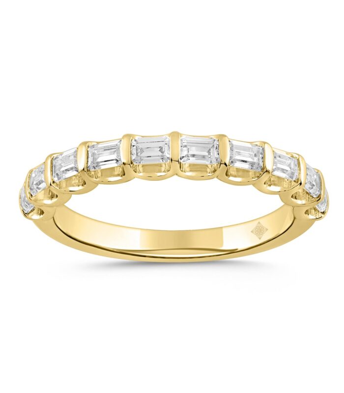 LADIES BAND 1CT EMERALD DIAMOND 14K YELLOW GOLD